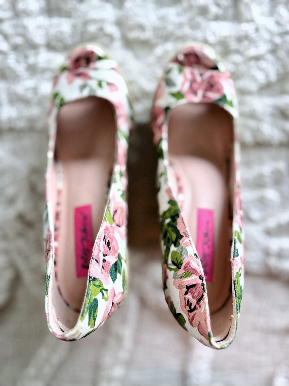 Betsey Johnson Valli Floral Espadrille Wedge Heels Pink Multi Size 7.5 - Picture 9 of 11